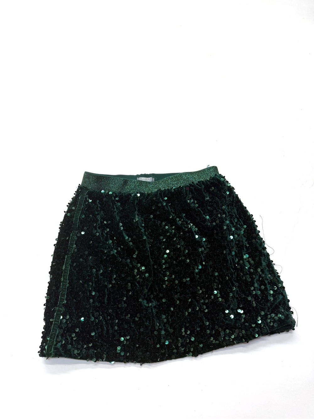 Next Direct UK Green Sequin Mini Skirt with Elastic Waistband Christmas Holiday